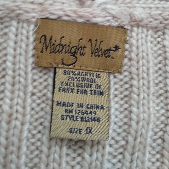 Faux fur wool cocoon shawl collar curved hem pointelle crochet floral cardigan - Picture 9 of 10